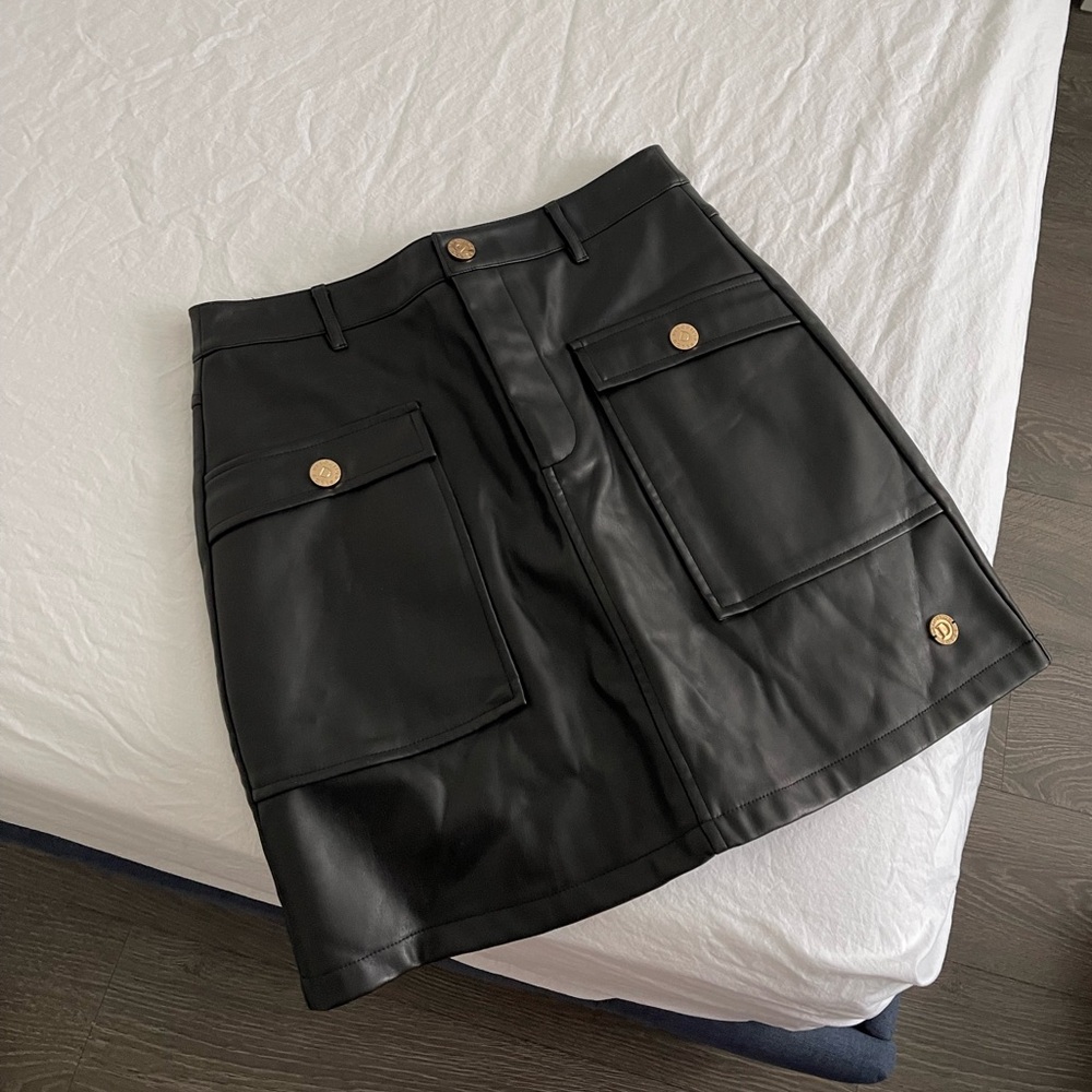 Black Faux Leather Mini Skirt
